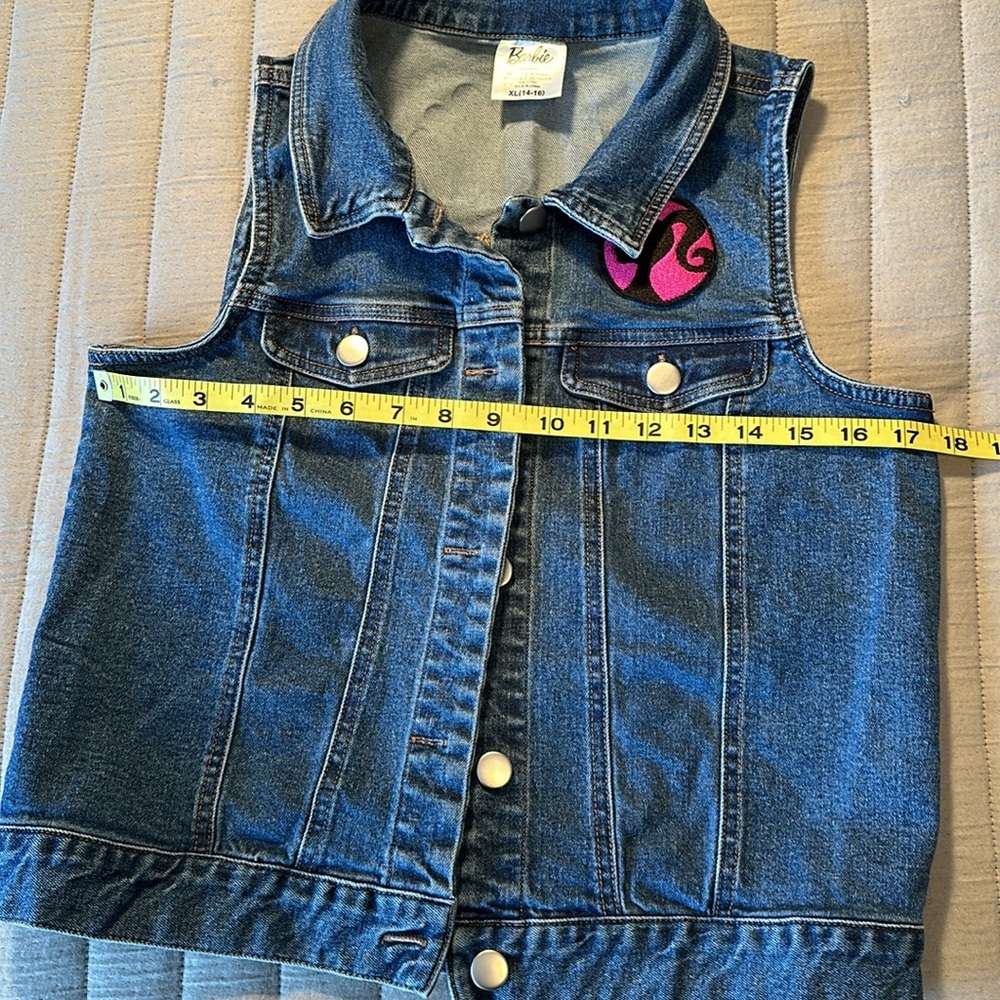 Barbie Denim Vest with Pink Logo - Picture 4 of 7